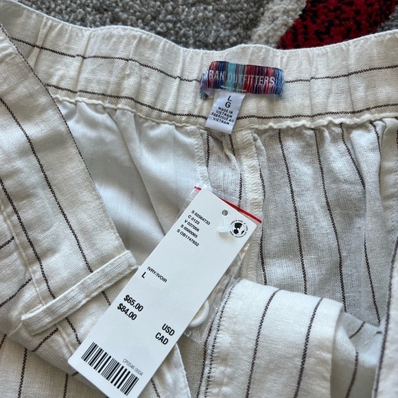 Urban Outfitters Ivory Stripe Linen Blend Wide Leg Pants - Picture 3 of 4